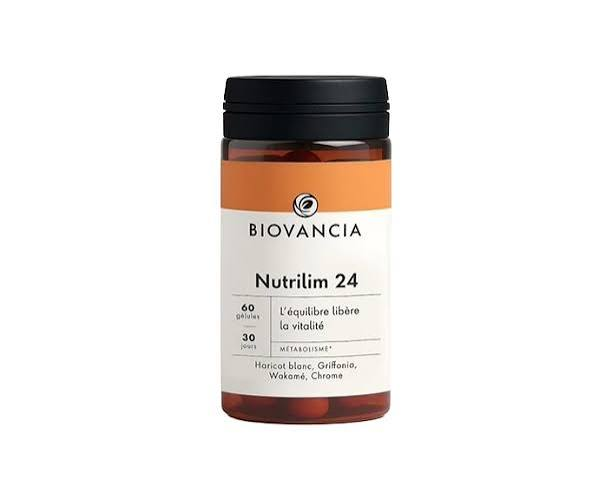 Flacon de Nutrilim 24 de Biovancia, 60 gélules pour 30 jours, à base de haricot blanc, griffonia, wakamé et chrome